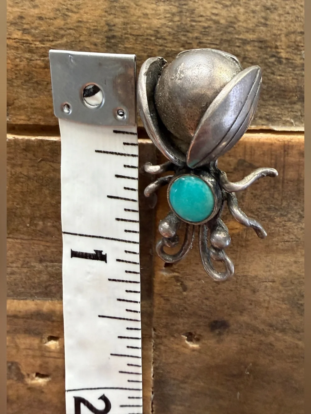Vintage Native Maisel’s Sterling Silver Turquoise Bug Insect Pin Brooch